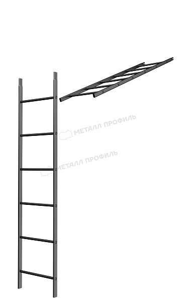 Лестница кровельная стеновая дл. 1860 мм без кронштейнов (9005) ― купить недорого в интернет-магазине Компании Металл Профиль.